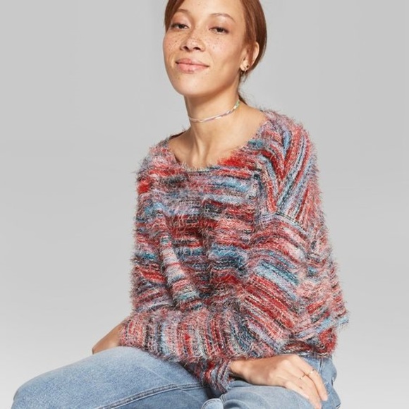 wild fable Sweaters - New WILD FABLE Striped Fuzzy Pullover Sweater NWT